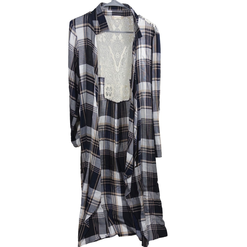 Altar'd State Women's Lightweight Duster Cardigan M‎ Lace Back Boho Flowy